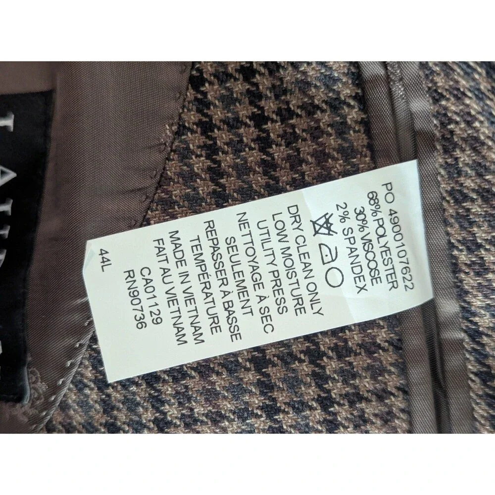 Ralph Lauren Black Label Houndstooth Brown ‎ Blazer Jacket Sport Coat Mens 44L